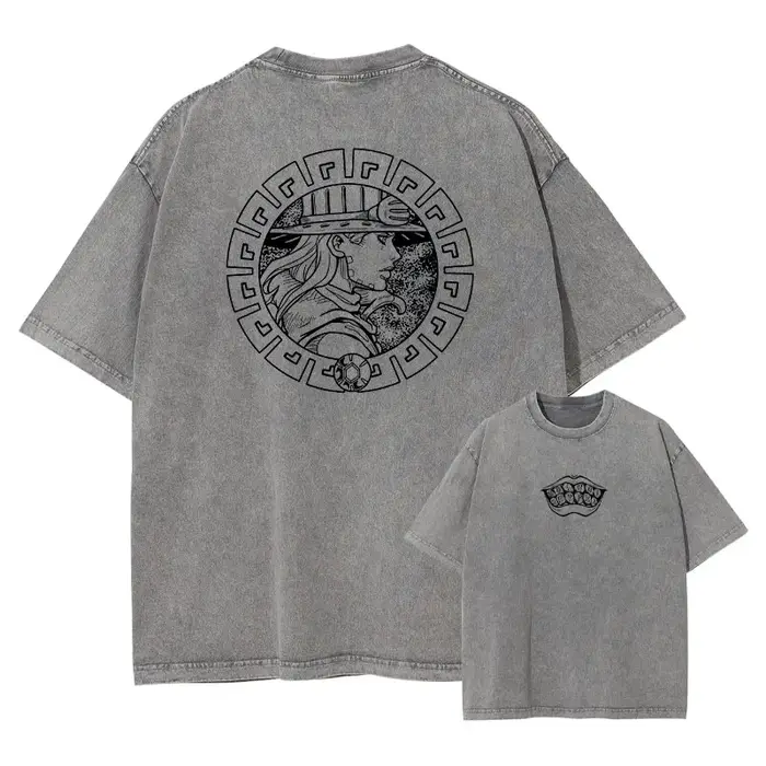 T-shirt Bandai Joestar Johnny vintage délavé JOJO à manches courtes Bizarre Adventure T-shirts oversize S-Steel Ball Run