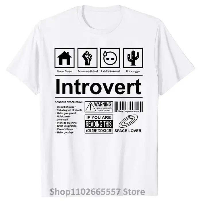 Introvert Logo T-shirt drôle Humor Introvers blague t-shirts été coton Streetwear