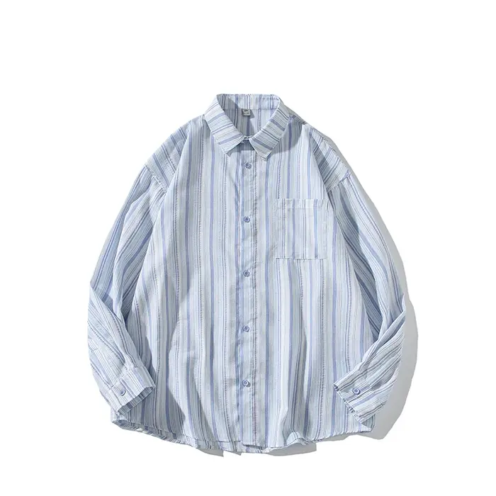 Chemise à manches longues rayée à boutons