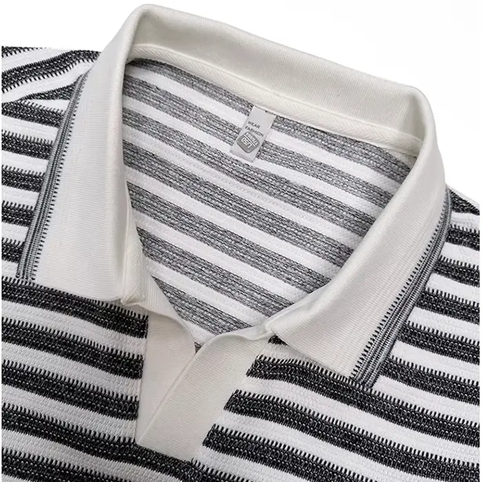 Polo rayé pour homme, T-shirt respirant à manches courtes avec col rabattable