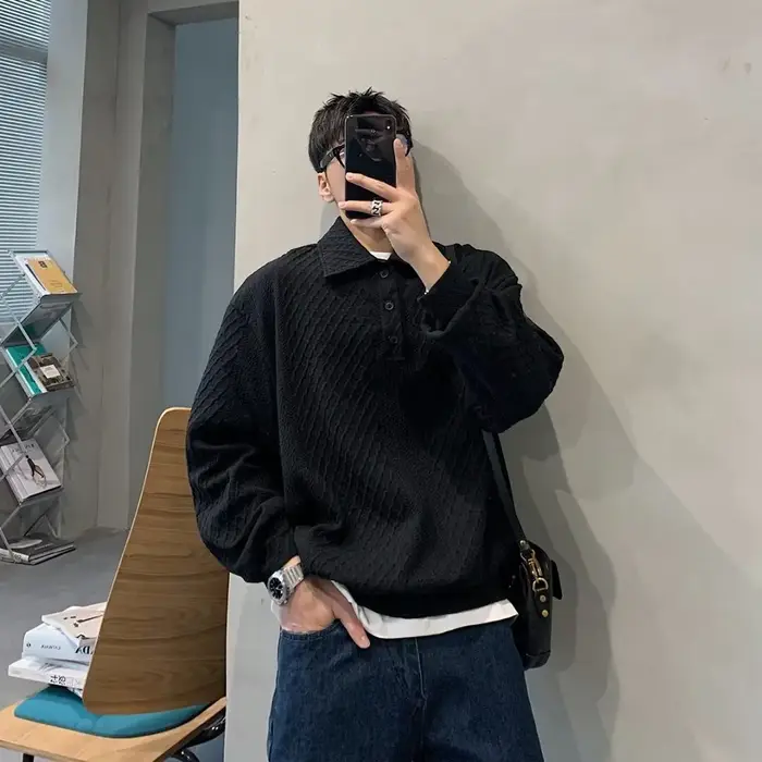 Nouveau Sweat-shirt à revers pour hommes