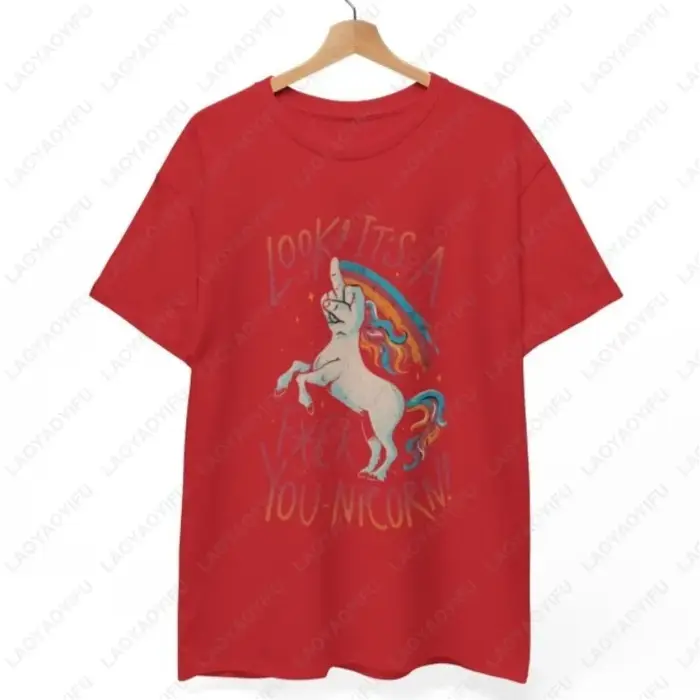 F-You T-Shirt licorne Style Humor coton à manches courtes