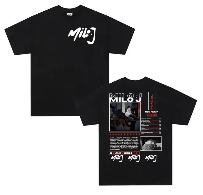 Rappeur Milo J 166 Tour 2025 album T-shirts hommes rétro haute qualité à manches courtes