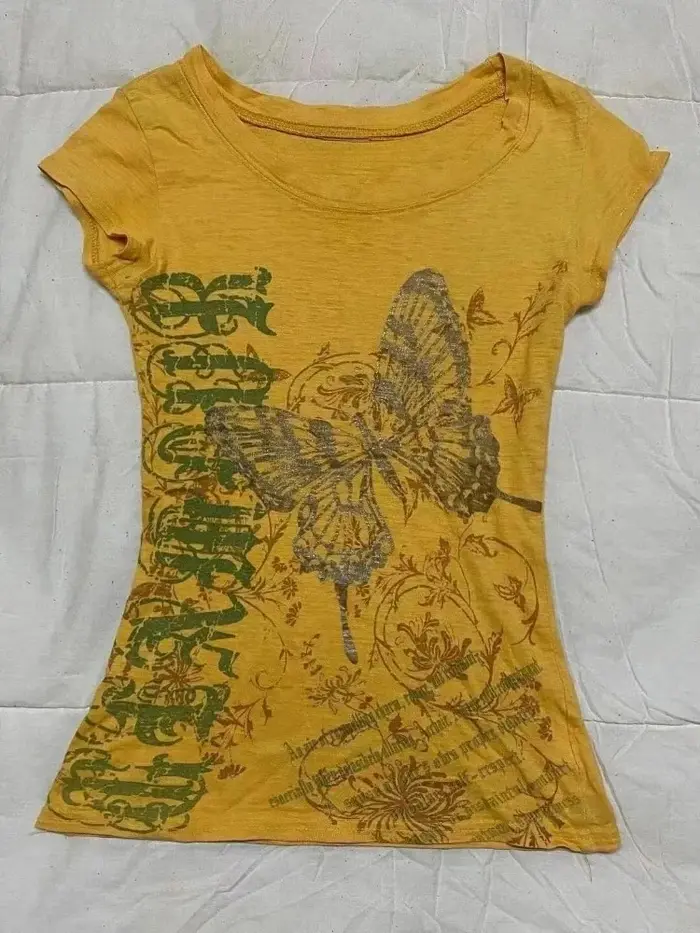 T-shirts vintage imprimés violet foncé pour femmes, manches courtes, col en V, coupe ajustée, style 