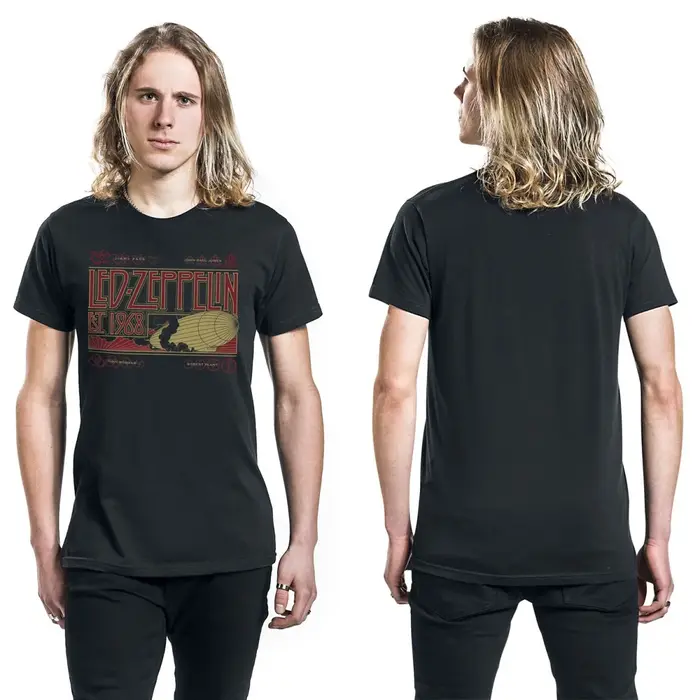 T-shirt en coton avec graphisme Led Zeppelin, unisexe, manches courtes, marque de mode, tee-shirt de