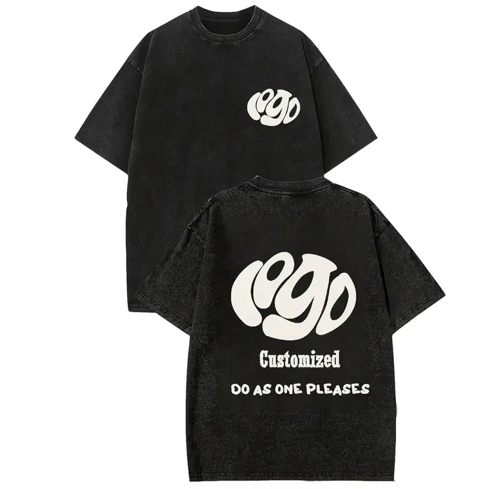Personnalisez votre LOGO Hip Hop Streetwear hommes 100% coton T-shirts surdimensionné haut délavé t-