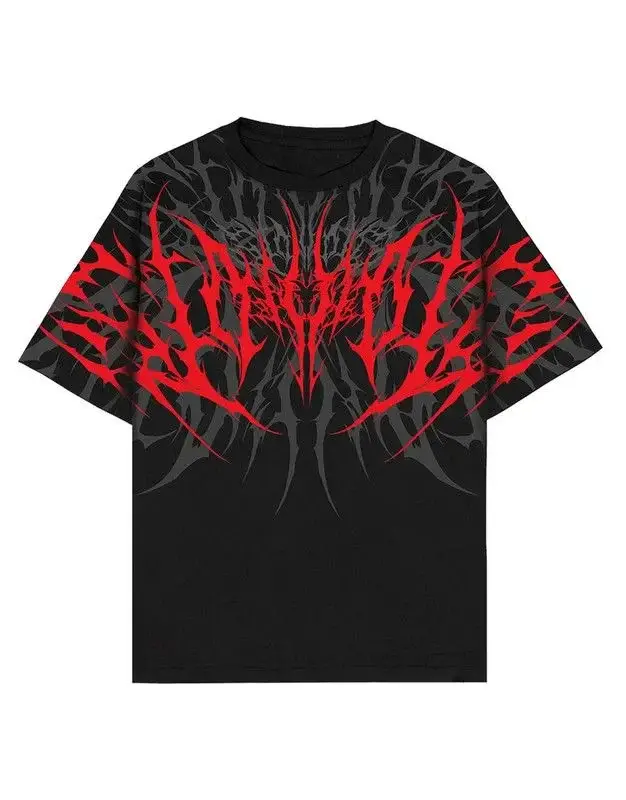 Cyberpunk Streetwear t-shirt hommes femmes Vintage coton lourd Boxy Fit imprimé en détresse