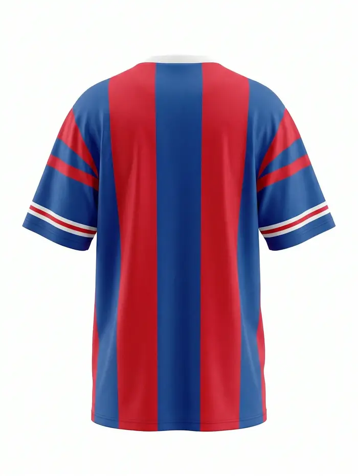 T-shirt Rayé Style Rétro Anglais 00 Imprimé Color Block Rayures Verticales Rouge Bleu Coupe Ample Sportif Maillot Décontracté Été Y2K