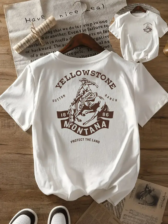 T-shirt Yellowstone Montana pour femmes et hommes, t-shirt graphique rétro cowboy, impression Dutton