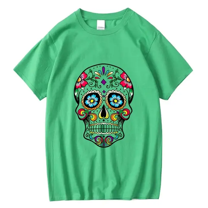 T-shirt homme haute qualité 100% coton Style de rue ample Cool crâne imprimé été hommes T-shirt déco