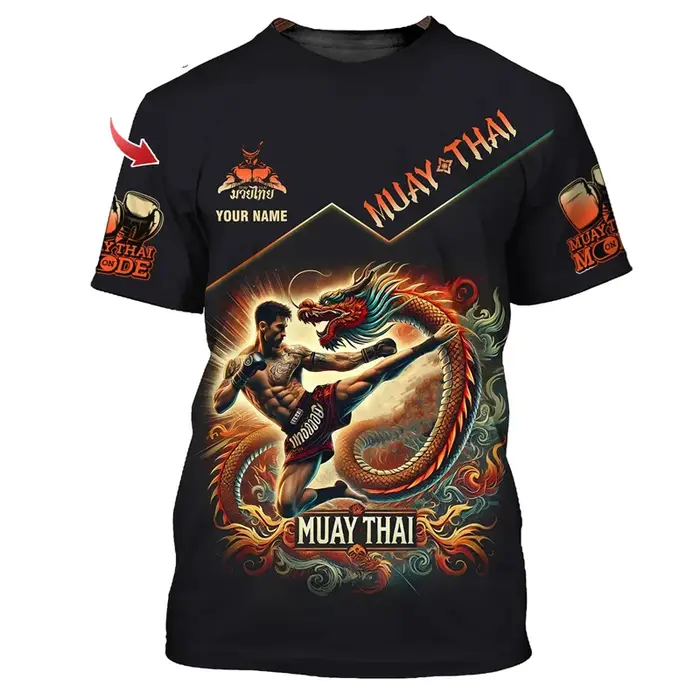 Cool nouveau Muay Thai graphique T-shirt pour hommes impression 3d tigre Dragon