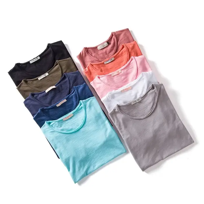 Qualité de la marque100% coton t shirt homme de marque Col en V mode
