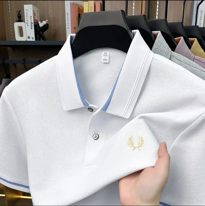 Polo homme 100% coton pur, respirant, confortable, doux, aérien, luxueux, manches courtes, style bus