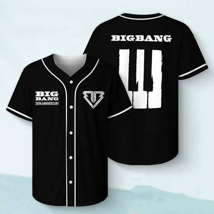 BIGBANG 20th Anniversary Baseball Jersey T-shirt unisexe à boutons K  pop G  Hauts décontractés Dr