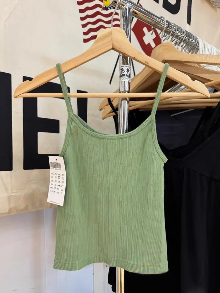 Nouveau débardeur vert slim pour femme – Haut court basique uni et simple pour l'été – Style décontracté