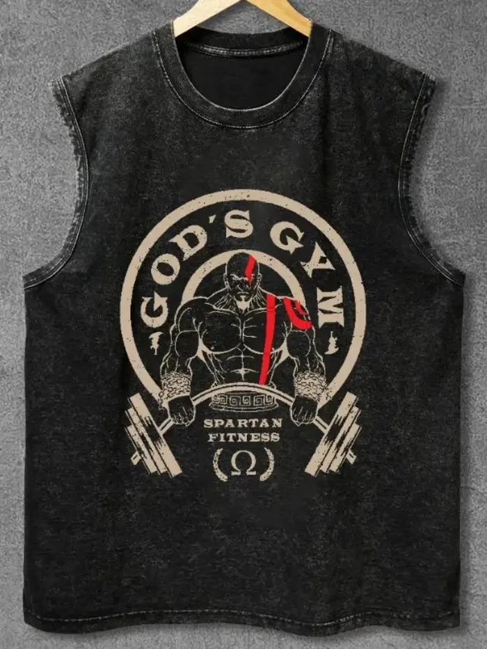 Débardeurs Homme Tendance Été Sans Manches Style Rétro Unisexe Oversize GOD'S GYM WASHED Harajuku Sp