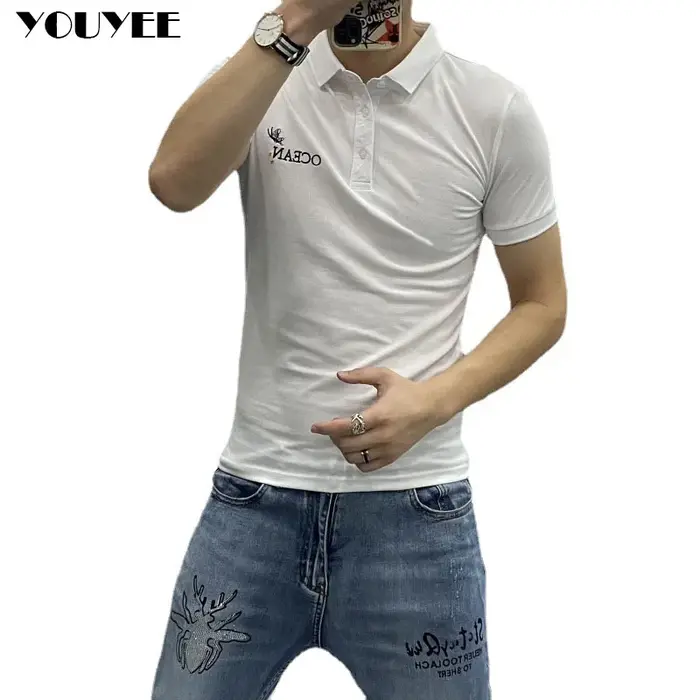 Polo brodé avec lettre injecteur pour homme