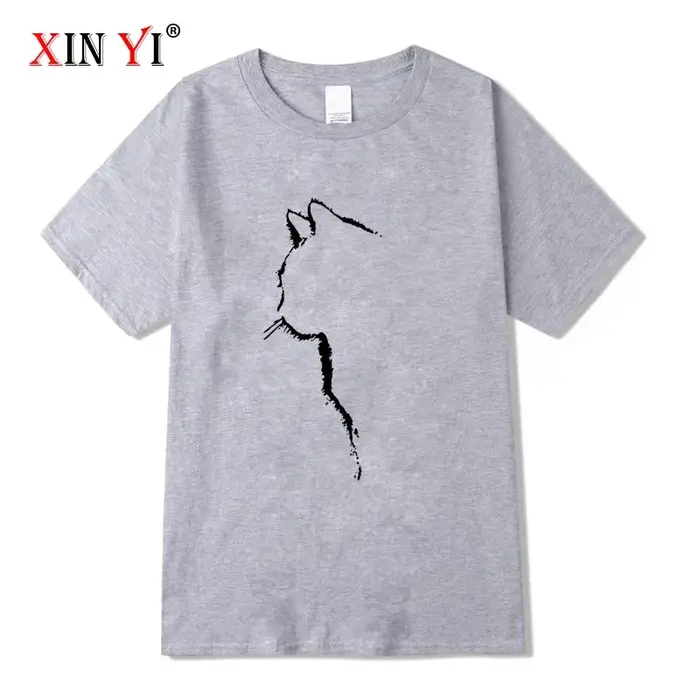 T-shirt homme Top qualité 100% coton manches courtes Cool chat imprimé col rond décontracté ample Hip Hop pour hommes