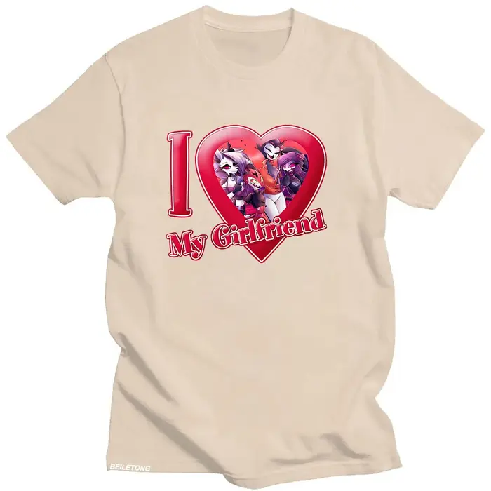 Hellubodiva-T-shirt en coton à col rond imprimé dessin animé, T-shirt Anime, T-shirt Kawaii Harajuku, I Love My Girlfriend, Vêtements mignons