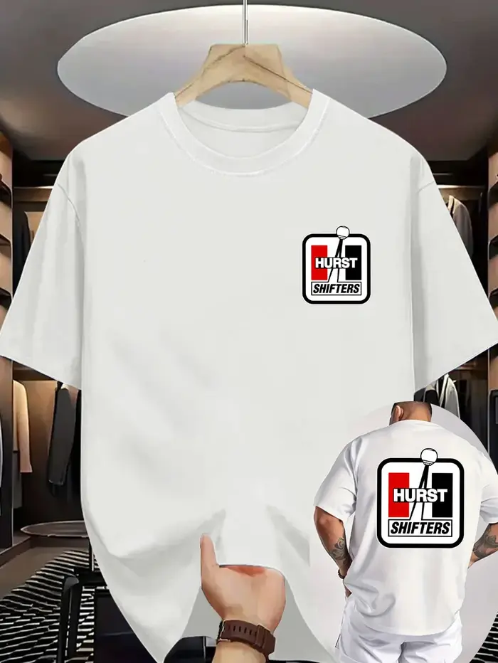 T-shirt graphique pour homme - Motif voiture noire avec logo Hurst Shifters