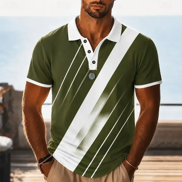 Polo pour homme à imprimé color block rouge