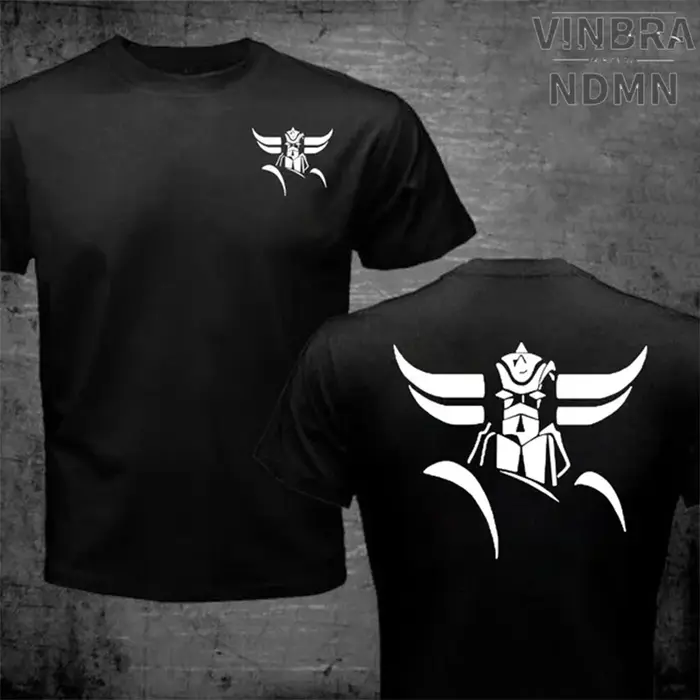 T-Shirt à manches courtes pour hommes, en coton, imprimé devant et arrière, Goldorak Grendizer Mazin