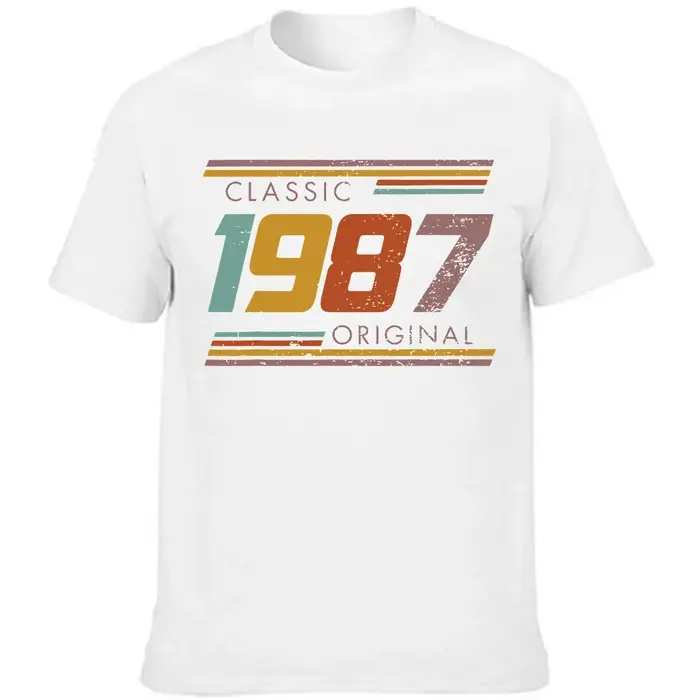Classique 1987 Original Vintage édition rétro anniversaire t-shirts été graphique coton Streetwear à manches courtes cadeau T-shirt