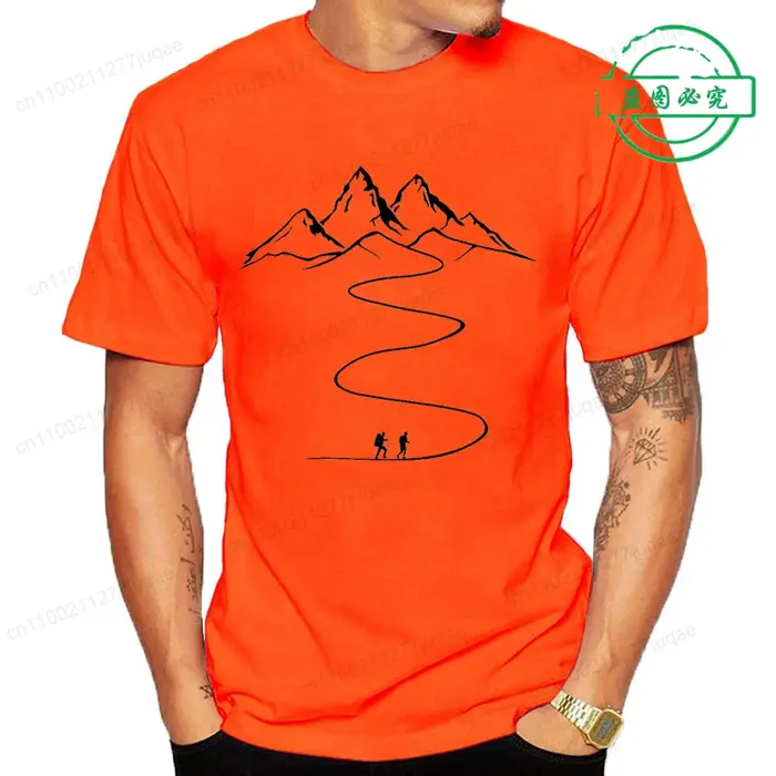 Montagnes chemin randonnée sentier courbes imprimé T-Shirt vêtements graphiques t-shirts hommes femm