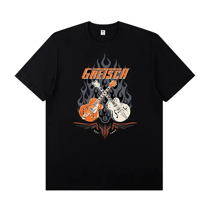 Gretsch guitare électrique Instrument périphérique T-shirt à manches courtes groupe de Rock plomb chanteur pratique