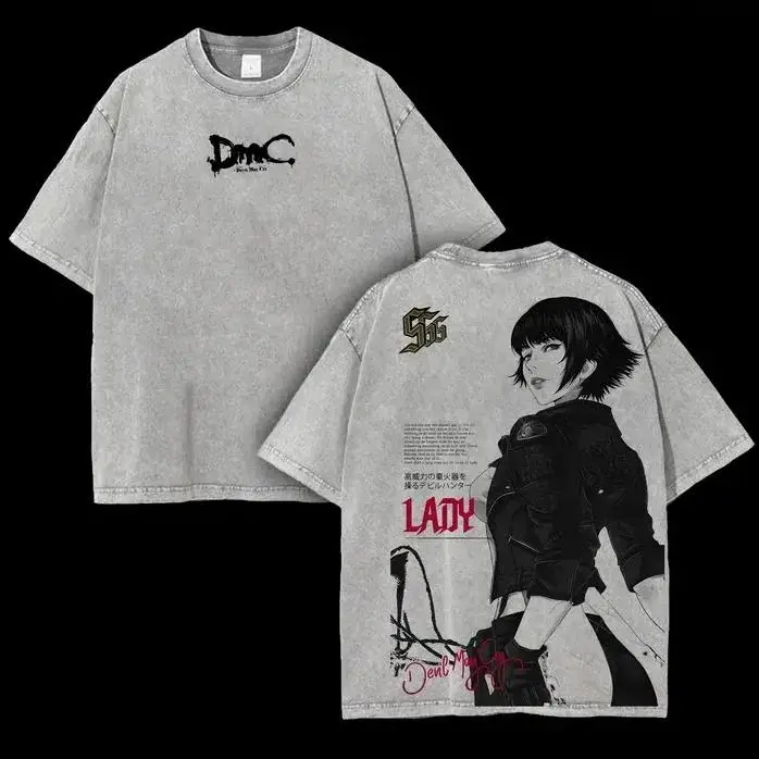 Nouvelle dame Cool graphique T-shirt Anime diable May Cry Vintage lavé surdimensionné T-shirt hommes femmes vêtements coton à manches courtes t-shirts
