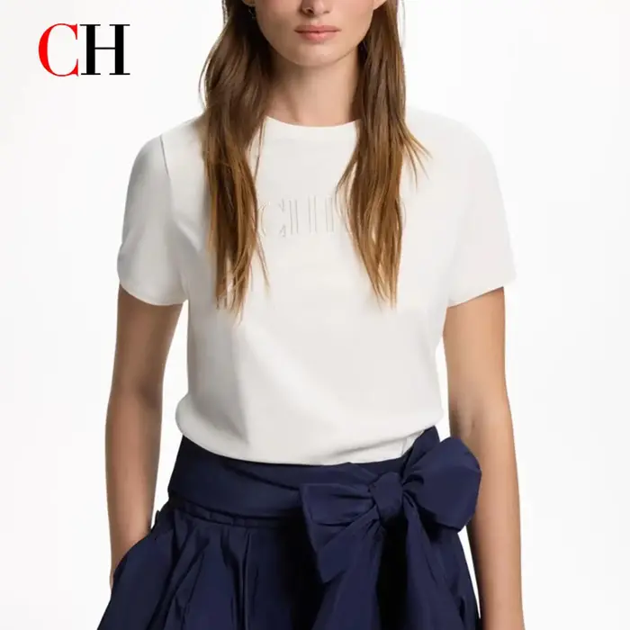 Vêtements pas chers - T-shirt en coton à manches courtes et col rond pour femme avec lettres - Style streetwear coréen décontracté - Haut esthétique
