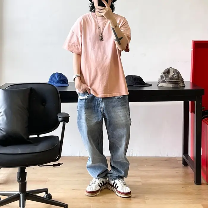 T-Shirt Dégradé à Manches Courtes pour Homme et Femme, Streetwear Populaire Coréen, Hip Hop, Harajuk