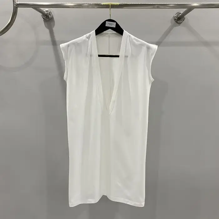 TIFICY-T-shirt en coton High Street pour homme, grand col en V, émail fibrprécieux sombre, même haut