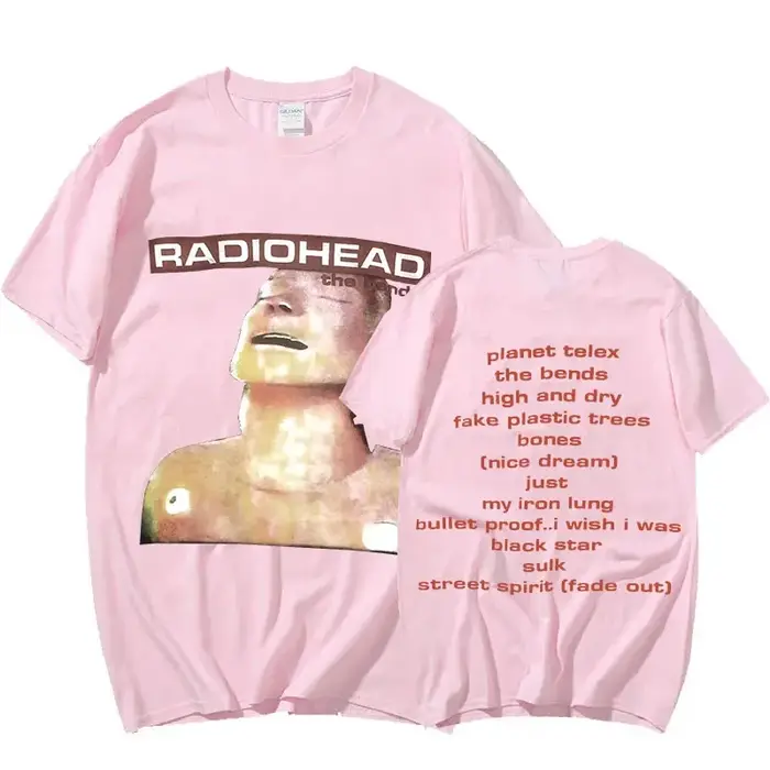 Vintage groupe de Rock Radiohead t-shirt hommes 100% coton T-shirts Hip Hop les courbes Album de musique impression
