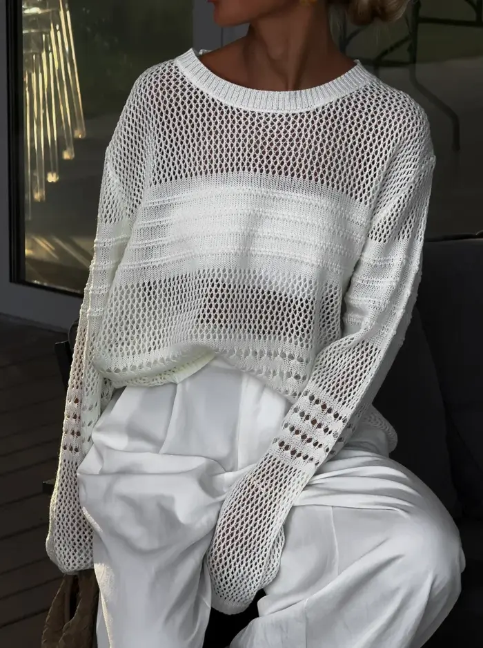 Haut en tricot pour femmes, coupe ample, chemisier transparent au Crochet, respirant, léger, chemise