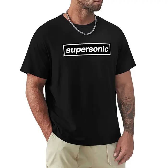 OASIS - SUPERSONIC (L'original et le meilleur) [bleu ciel] Tribute du groupe - T-shirt fabriqué aux années 90