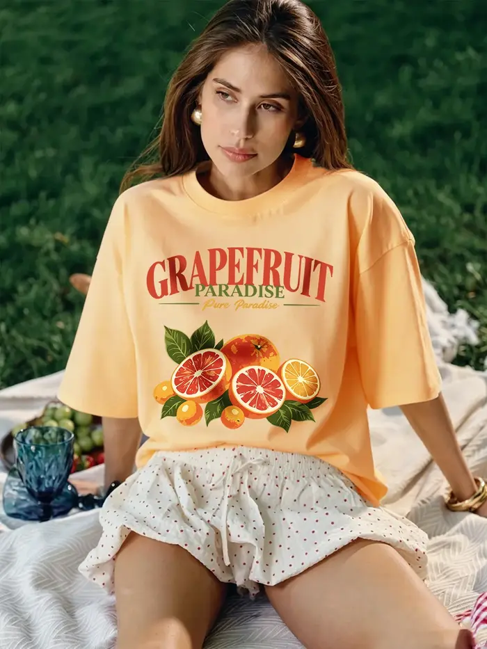 T-shirts imprimés Grapefruit Paradise pour femmes