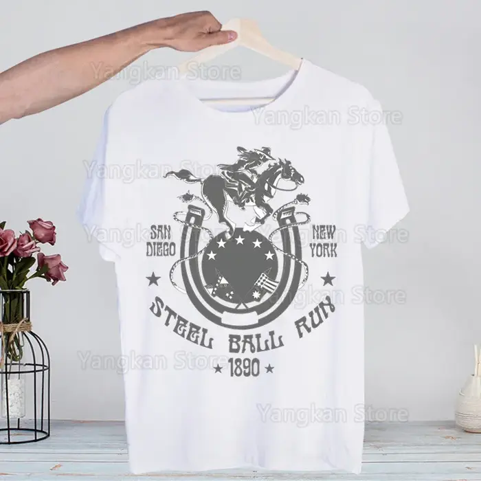 STEEL BALL RUN chemise nouveauté drôle Vintage col rond Gyro Zeppeli Joestar hommes T-Shirt haut