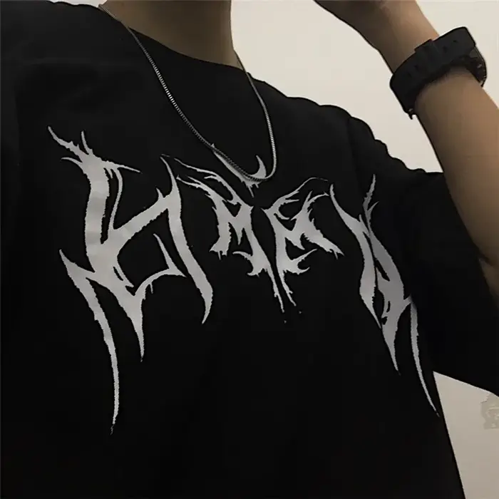 Femmes T-shirt Hip-Hop lâche Punk lettre impression hauts
