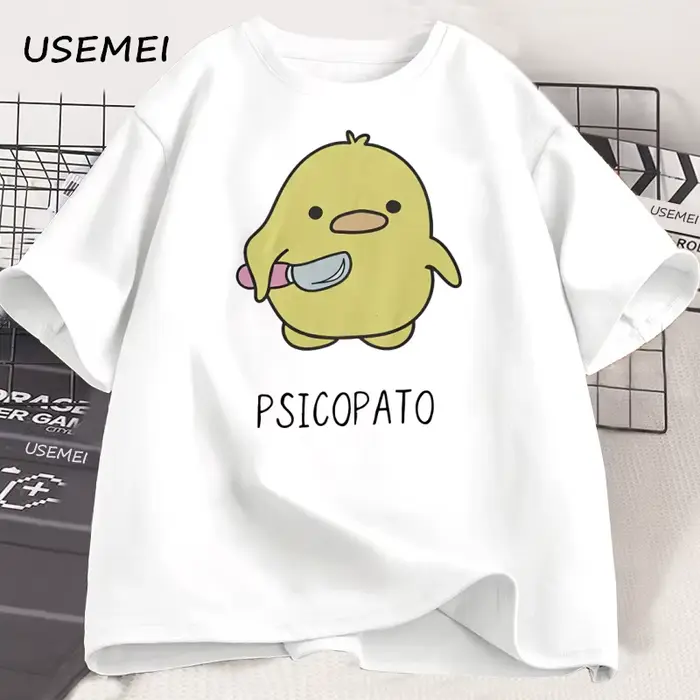 Psicopato T-shirt hommes femmes mignon canard avec couteau
