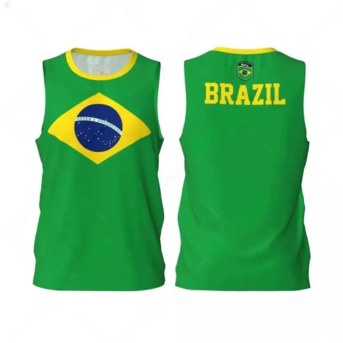 Débardeur de football américain style Brésil, imprimé 3D, tendance été, ample et respirant, pour le 