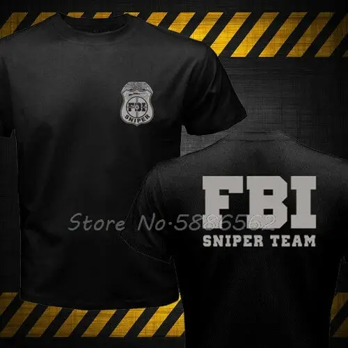 Mode nouveau Fbi Sniper équipe T-Shirt Double face hommes coton col rond T-Shirt Hip Hop t-shirts ha