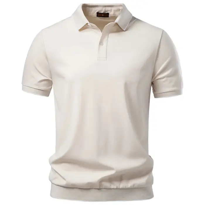 AIOPESON T-shirt polo en Tencel pour homme, couleur unie, design Old Money, tissu haut de gamme, dou