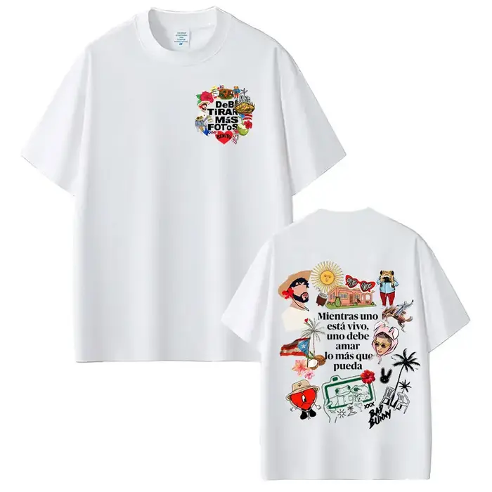 T-shirt Rapper Bad Bunny Debi Tirar Mas Fotos DTMF, vêtements pour hommes et femmes, mode Hip Hop, T