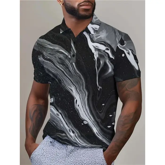 Polo imprimé 3D motif marbre pour homme