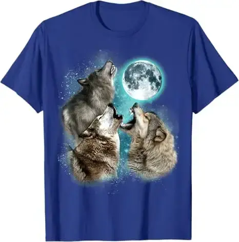 3 loup lune hurlant tête de loup loup drôle pour hommes femmes T-Shirt Humor drôle maman papa cadeau tenue graphique disant T-Shirt Y2k haut