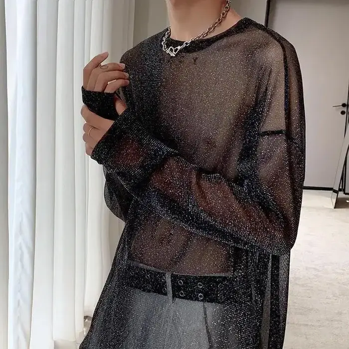 T-Shirt en Maille Transparente pour Homme