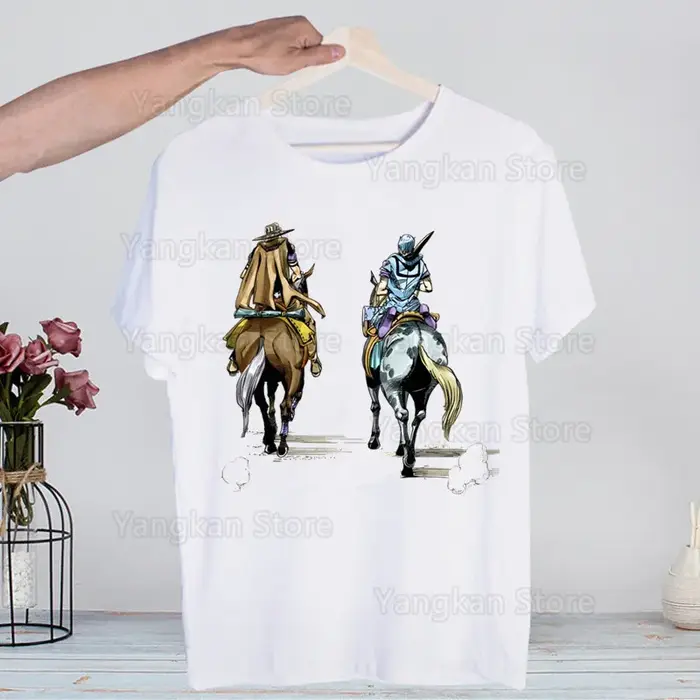 STEEL BALL RUN chemise nouveauté drôle Vintage col rond Gyro Zeppeli Joestar hommes T-Shirt haut T-S