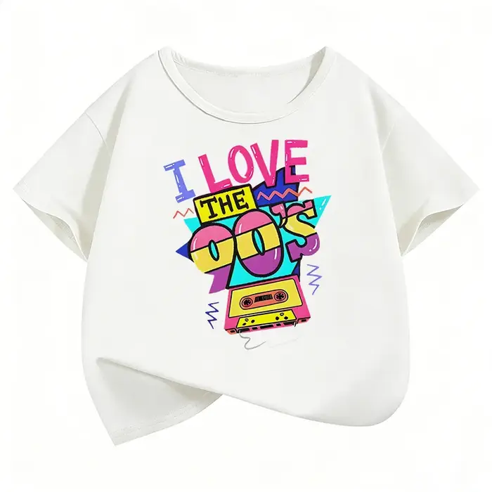 T-shirts vintage amusants « I Love The 90s » à manches courtes Y2K pour enfants