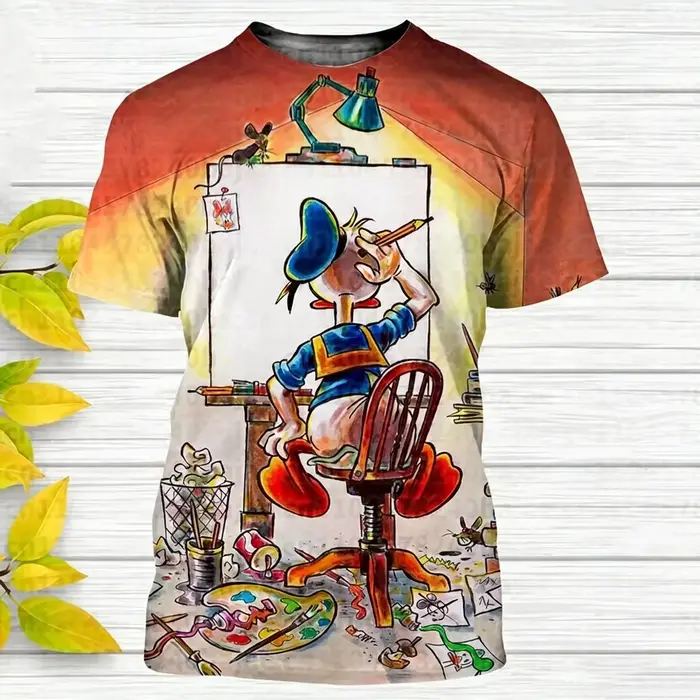 T-shirt imprimé 3D Donald Duck pour hommes et femmes
